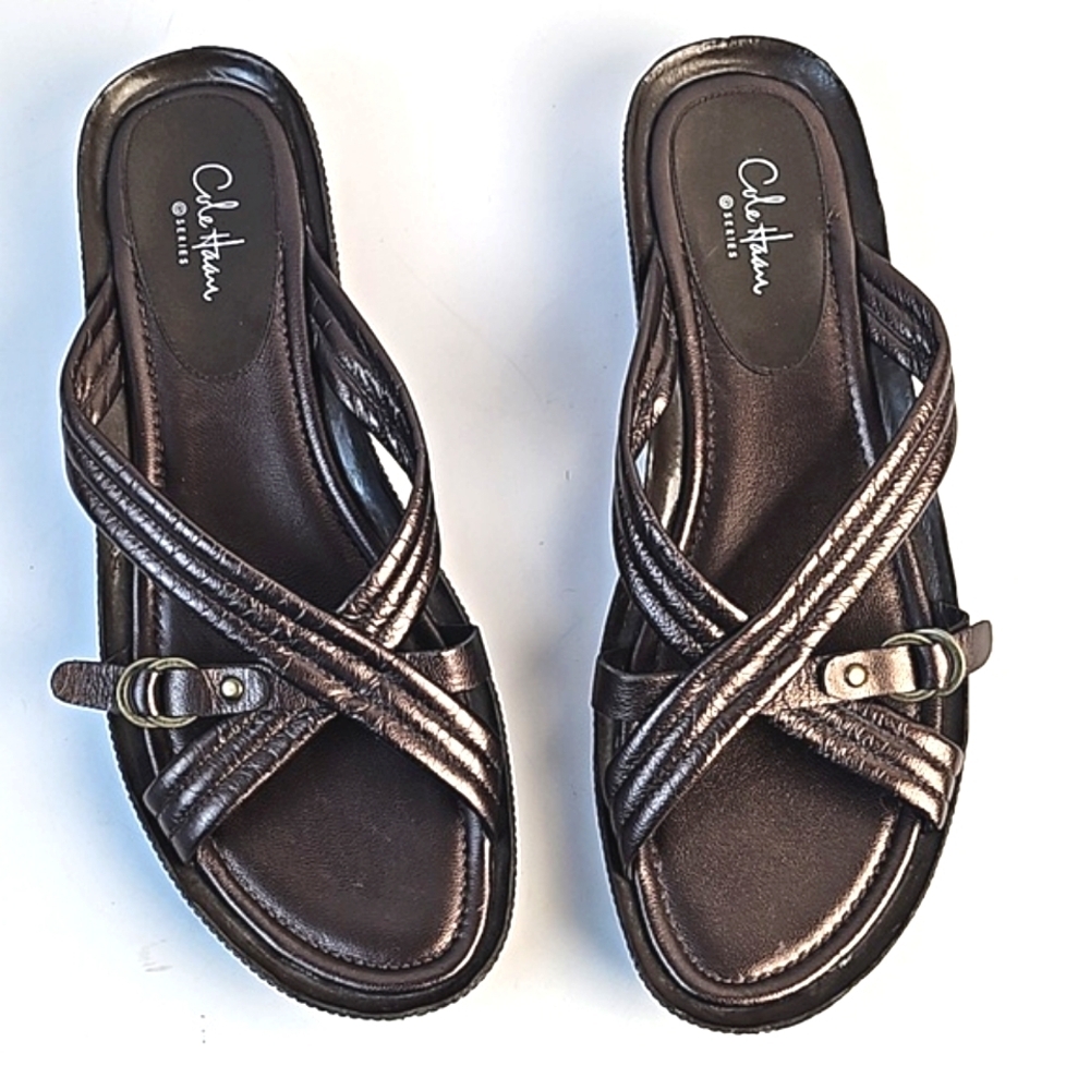 Cole Haan Brown Sandals with Crisscross Straps and Contoured Footbed - Picture 9 of 16